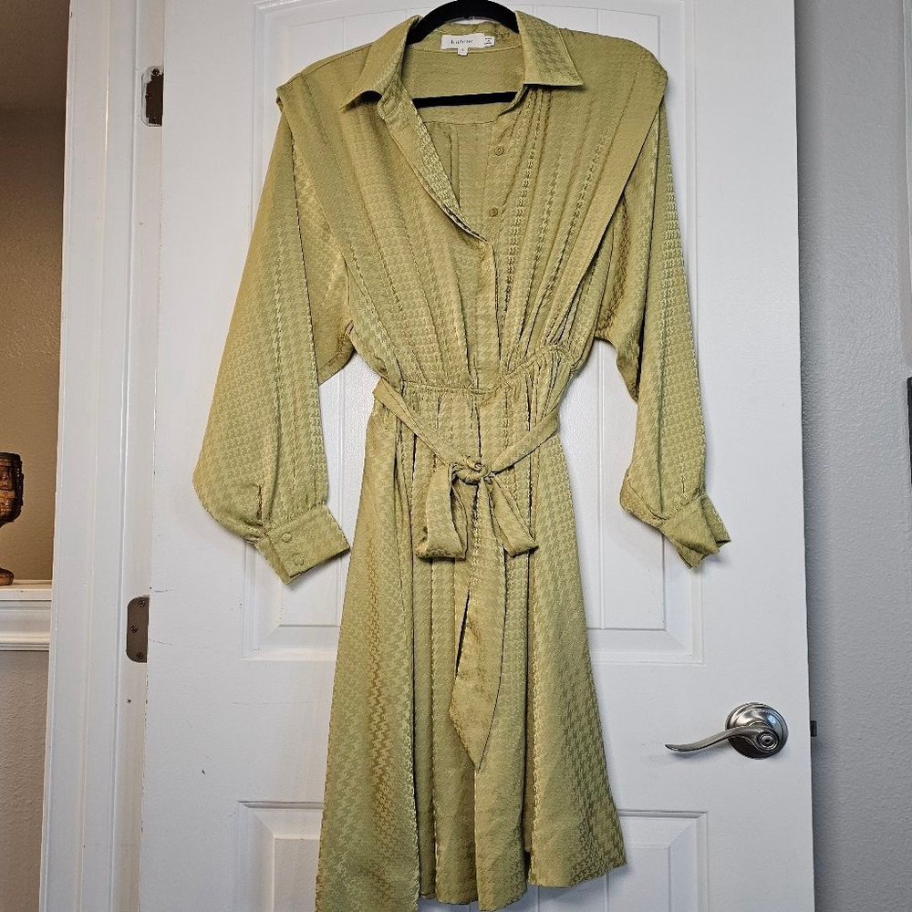 Bohme LG olive green silky tshirt midi dress
